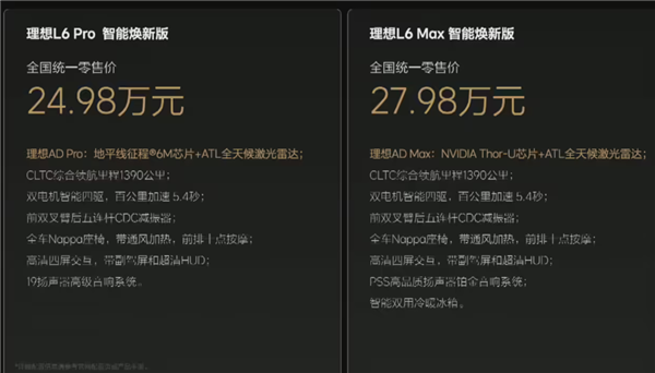 全部标配激光雷达！理想L6智能焕新版上市：24.98万元起