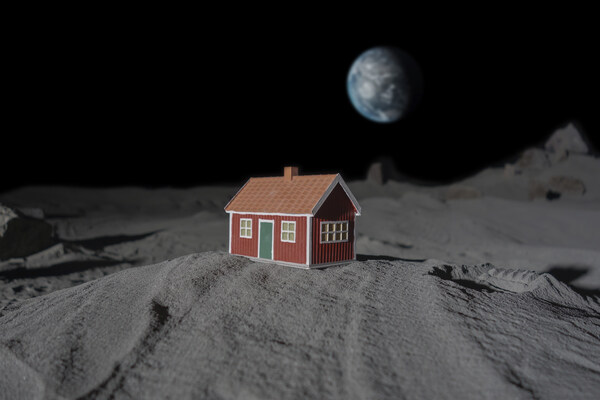 The Moonhouse and the Pale Blue Dot. Illustration from photo, Astronautcenter Cologne.