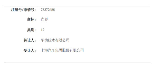鸿蒙智行里最亲民品牌！华为向上汽转让“尚界”商标