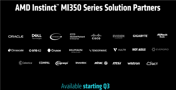 AMD发布全新AI加速卡Instinct MI350系列：288GB HBM3E海量内存、1400W功耗野兽