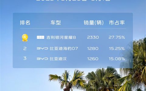 吉利星耀8杀疯了！上险量连续三周力压比亚迪汉、海豹07