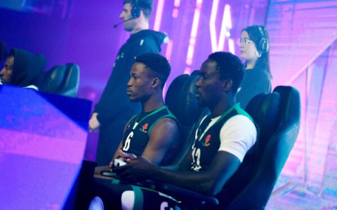 Phygital Athlete Participating in the Digital Side of a Phygital Competition