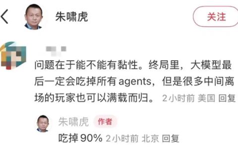 朱啸虎：大模型会吃掉90%的Agent