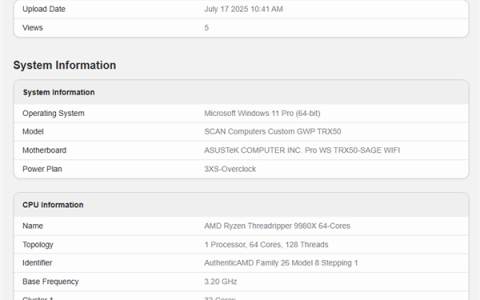AMD 64核顶配CPU！线程撕裂者9980X现身Geekbench：多核暴涨16%