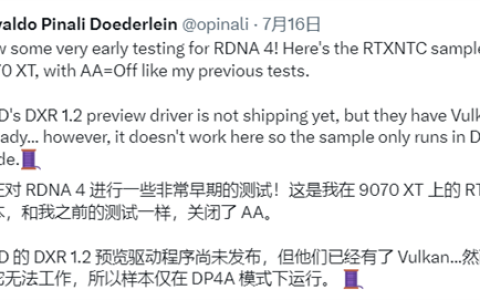 技术优化立竿见影！RX 9070 XT逆袭RTX 5080：DX12领先110%