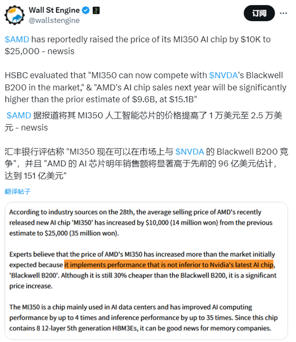 与NVIDIA竞争信心满满 曝AMD要对MI350大幅提价！最高达70%