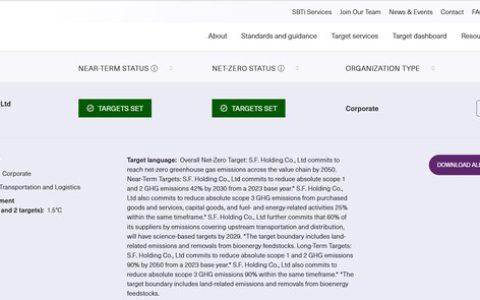 SGS助力顺丰温室气体减排目标通过SBTi审验 引领低碳物流新征程