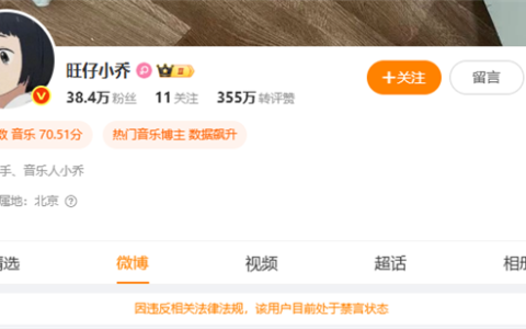 蒙面演唱会引争议 网红旺仔小乔微博被禁言、抖音禁止关注
