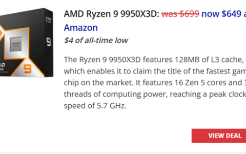 各自价位最好的两款游戏CPU！AMD 7800X3D、9950X3D降至历史低价