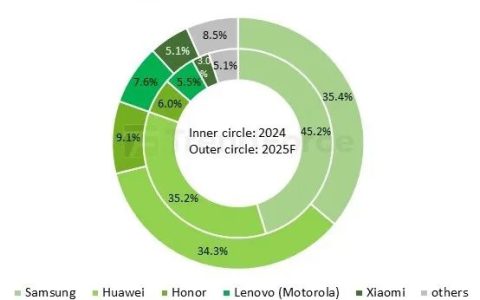 2025年折叠屏手机将出货1980万部 华为全球第二 紧追三星