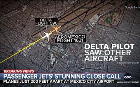 墨西哥一客机降落时差点与另一航班相撞 两机仅距60米