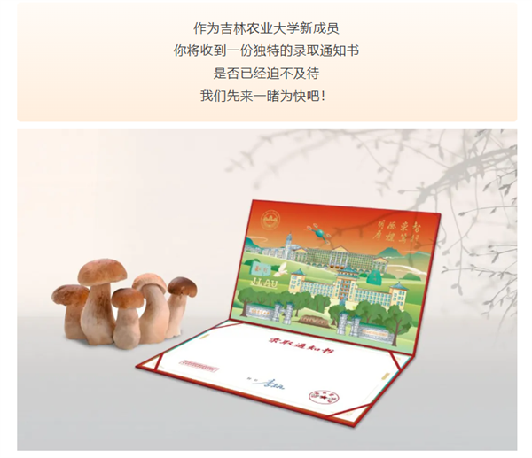 高校录取通知书可做小鸡炖蘑菇 校方回应：能吃 不影响报到