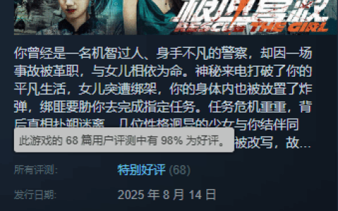 影游《极速营救》Steam特别好评！《毛骗》团队还是行