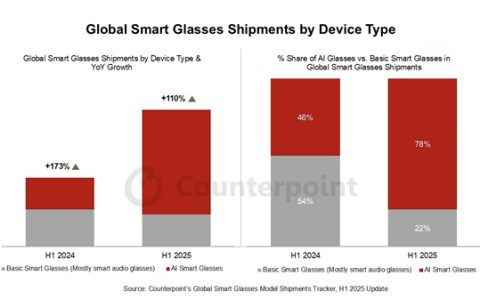 2025年上半年全球智能眼镜市场激增110%：Meta强势霸榜