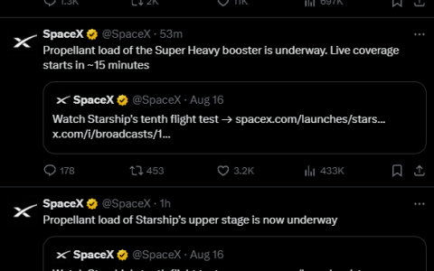 SpaceX星舰第十次试飞取消 地面系统出现问题