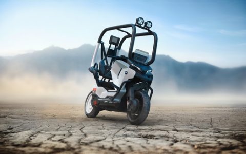 宝马发布全新纯电概念摩托：自带防护笼 骑行无需戴头盔