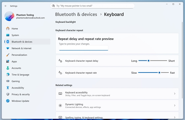 微软去控制面板化征程继续：更多键盘选项进入Windows 11设置