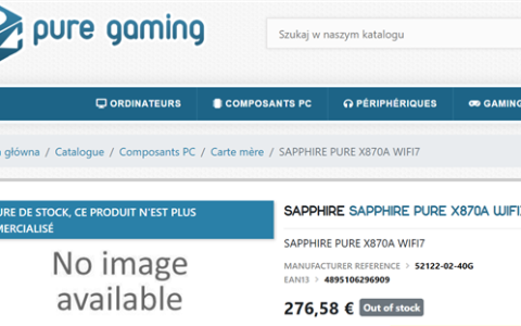 蓝宝石首款X870主板！高端X870A PURE现身：标价约2300元