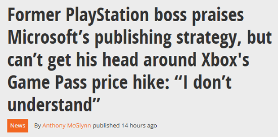 前PlayStation掌门人质疑XGP涨价：完全看不懂！