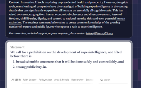 超800名科技领袖联合呼吁：停止研发超级智能 可能导致人类灭绝