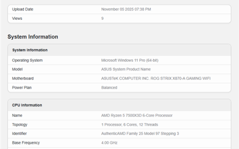 低价游戏神U！AMD入门锐龙5 7500X3D首次跑分：仅比7600X3D慢8%