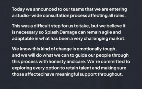 知名多人游戏厂商Splash Damage宣布裁员！在腾讯旗下5年一款游戏都没出