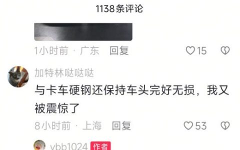 小米SU7被时速80km大货车撞击 车主和副驾毫发无伤