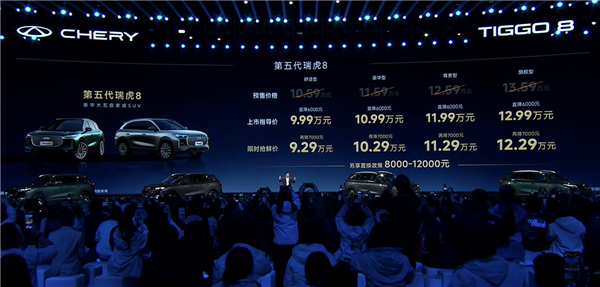 奇瑞最畅销SUV！第五代瑞虎8上市24小时 大定破12486台