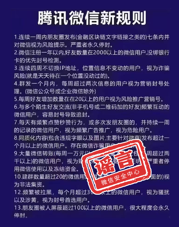2025年度微信朋友圈十大谣言公布：“房东税”等上榜