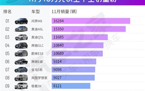 11月豪车销量榜：BBA降价求存 问界M8成最大黑马