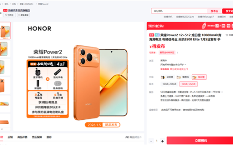10080mAh续航巨无霸！荣耀Power2上架预约：标配12GB内存
