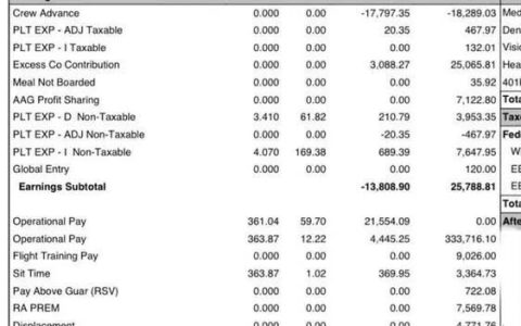 时薪361美元 一年约赚321万人民币！美飞行员晒工资单引羡慕