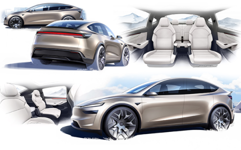 特斯拉官宣“彩蛋”：公开新款Model Y高性能版设计手稿