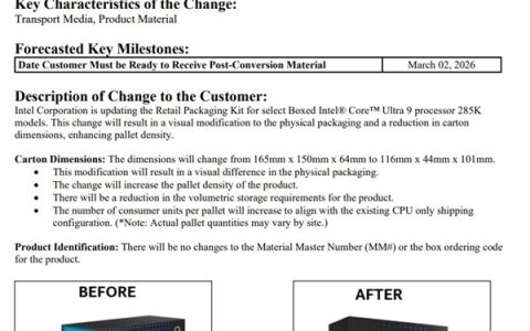 Intel旗舰酷睿Ultra 9 285K包装上新：更小、更轻、更简约