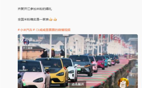386辆小米汽车跨省集结！四川米粉婚礼太硬核 卢伟冰点赞真好