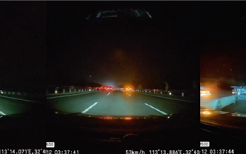 凌晨三点的高速公路 司机听到预警后紧急减速 死里逃生
