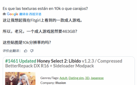 463GB的恋爱游戏玩家惊掉下巴：游戏纹理是10K的吗