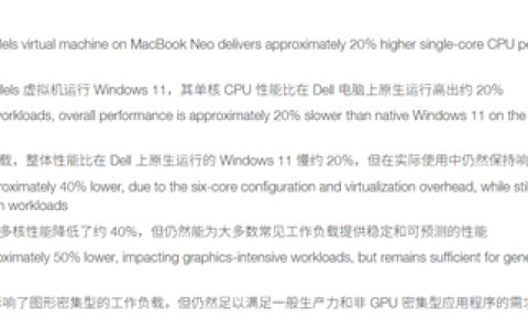 MacBook Neo虚拟机跑Win11应用：竟比Windows PC更出色！