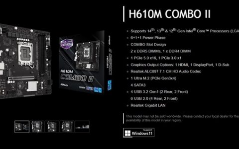 华擎再出妖板H610M COMBO II：单槽DDR4+双槽DDR5、定位入门级