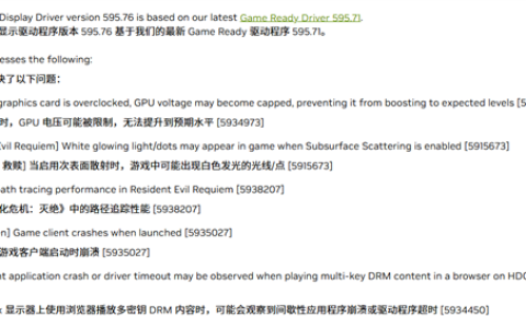 解决GPU限压性能下降问题：NVIDIA紧急发布595.76热修复驱动！