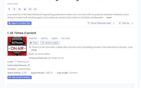 网站：EE Times播客荣登美国电子工程类榜单前列：EE Times Current斩获细分领域第一