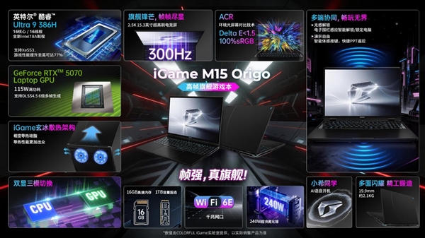 首发Intel酷睿Ultra 9 386H！七彩虹iGame M15 Origo旗舰游戏本开启预售