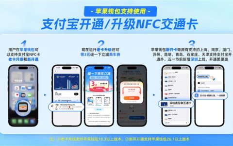 支付宝正式接入苹果NFC交通卡！iPhone刷卡无需提前充值