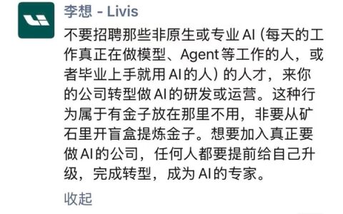 李想：不要招聘非原生AI人才