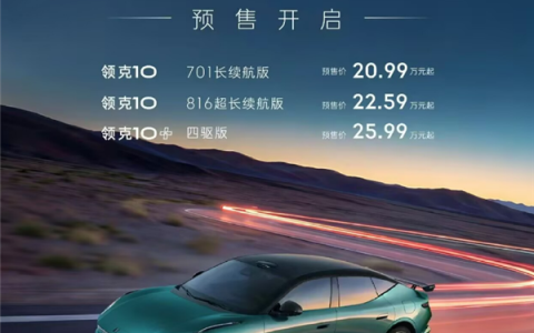 全球量产充电速度最快电车！领克10&10+正式开启预售：20.99万起