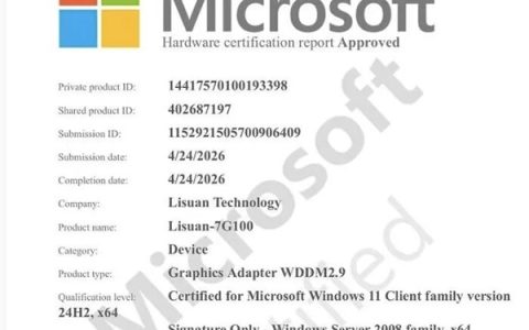 全球第四 中国第一！砺算科技显卡驱动拿到微软WHQL认证