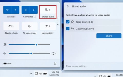 两副耳机同时输出！Windows 11共享音频终于落地：但有前提条件