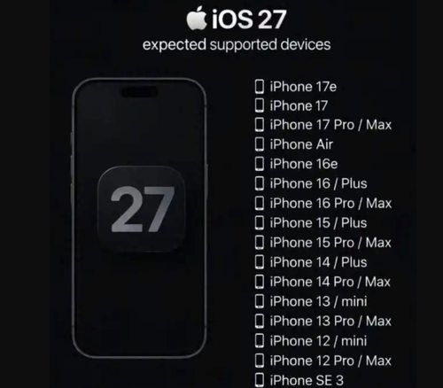 苹果iOS 27下周发：这些老机型无缘升级
