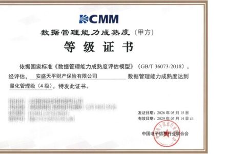 安盛天平荣获DCMM四级认证 数据管理能力跻身财险行业头部阵营