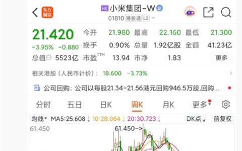 王腾自曝买小米股票大亏近27%：我很淡定 没跑还加点降成本